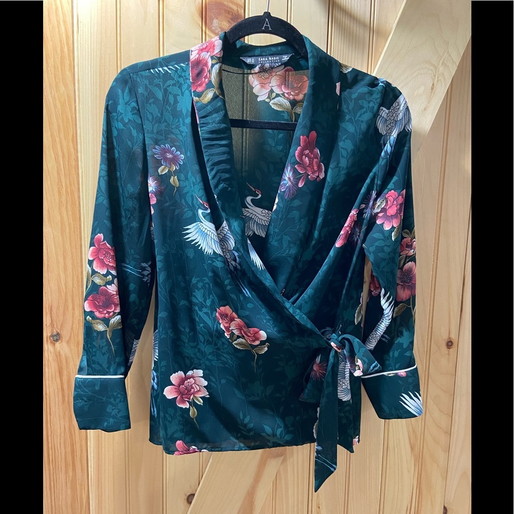 Zara Basic side tie PJ-style shirt